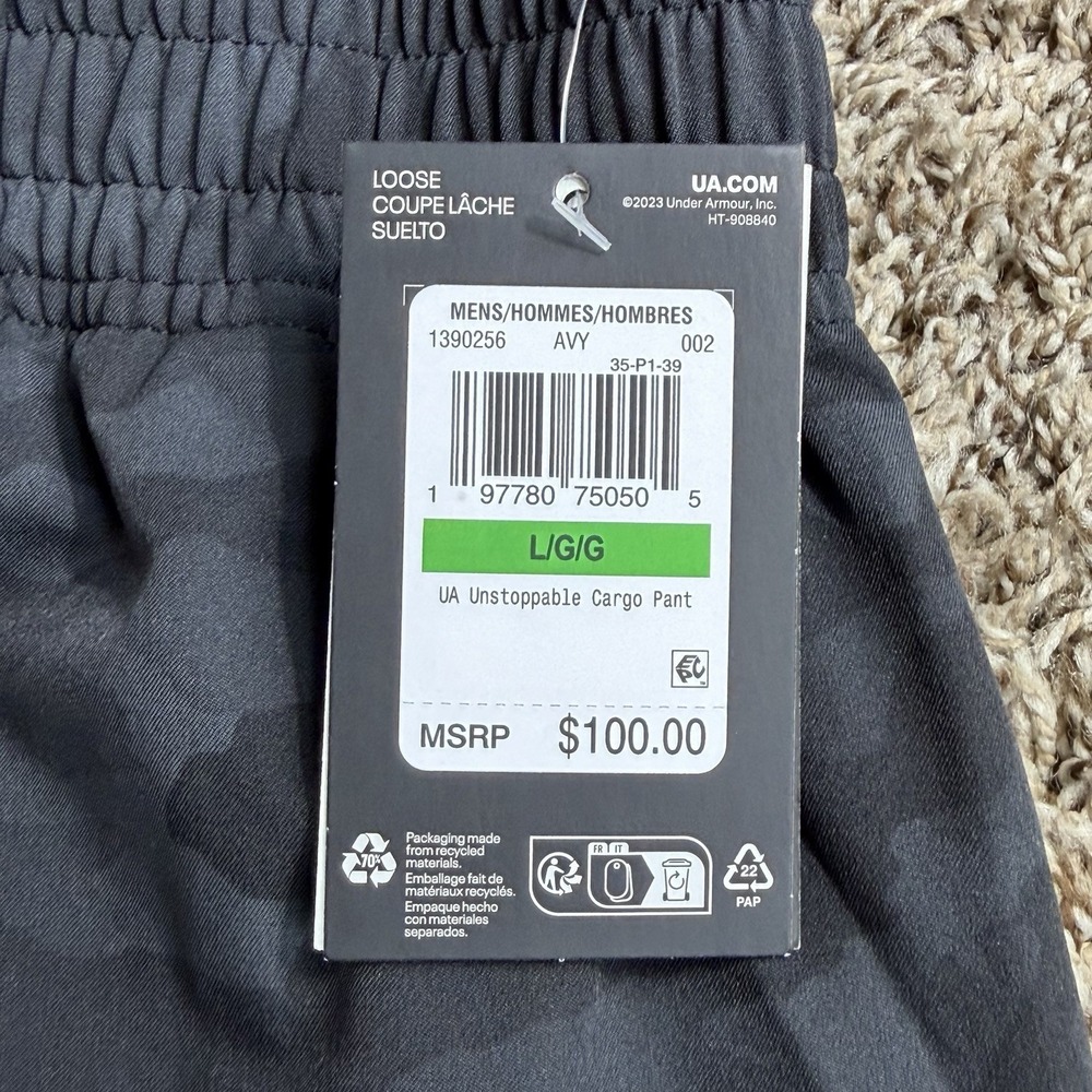 Under Armour Unstoppable Cargo Pants Joggers Mens Size Large Black Camo NEW - Picture 5 of 12